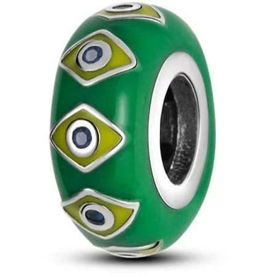 925 Sterling Silver Green And Yellow Enamel Spacer