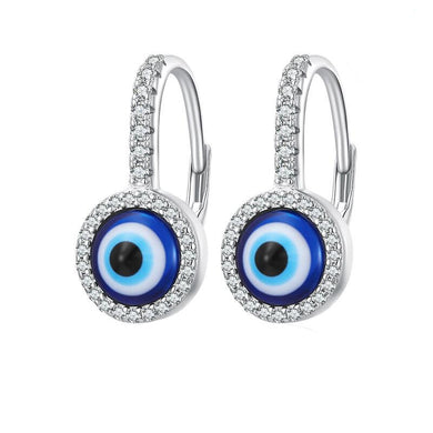 925 Sterling Silver Evil Eye Drop Earrings