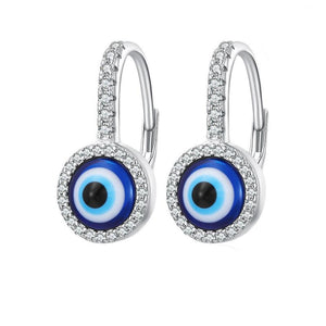 925 Sterling Silver Evil Eye Drop Earrings