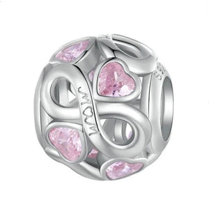 925 Sterling Silver Openwork Infinity MOM Ball Bead Charm