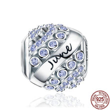 Load image into Gallery viewer, 925 Sterling Silver Forever Queen CZ Birthstone Month Bead Charm