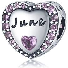 Load image into Gallery viewer, 925 Sterling Silver Heart Shaped Birthstone Month Bead Charm