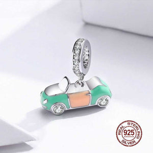925 Sterling Silver Vintage Green Sports Car Charm