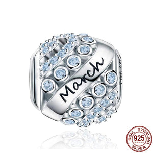 925 Sterling Silver Forever Queen CZ Birthstone Month Bead Charm