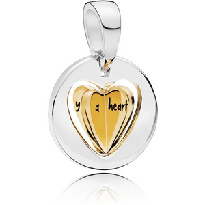 925 Sterling Silver Mom's Golden Heart Dangle Charm