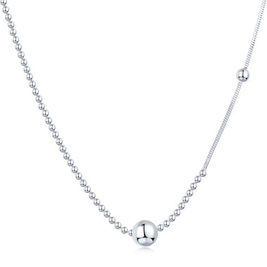 925 Sterling Silver Plain Ball Necklace
