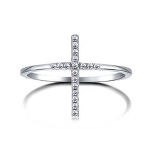 Load image into Gallery viewer, 925 Sterling Silver Clear CZ Cross Ring