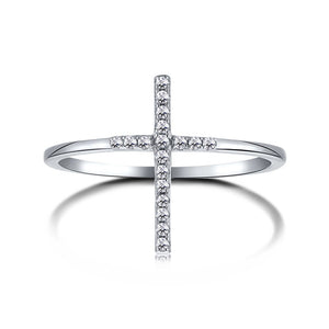 925 Sterling Silver Clear CZ Cross Ring