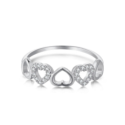 Clear CZ Hearts Ring