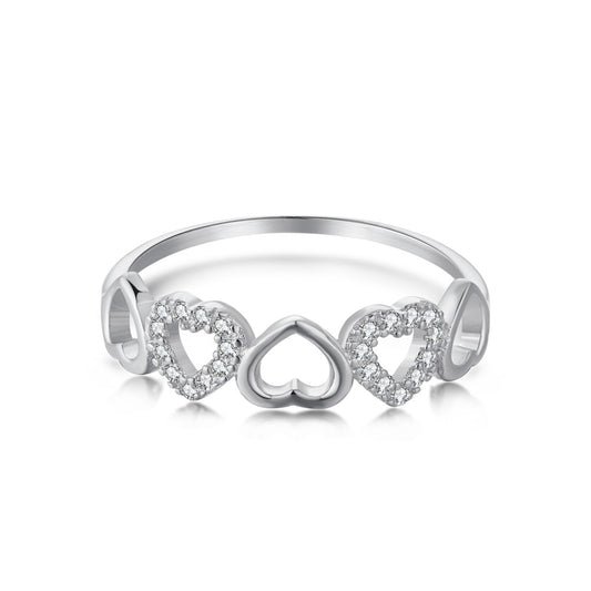 Clear CZ Hearts Ring