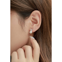 Load image into Gallery viewer, 925 Sterling Silver Clear CZ Imitation Pearl Stud Earrings