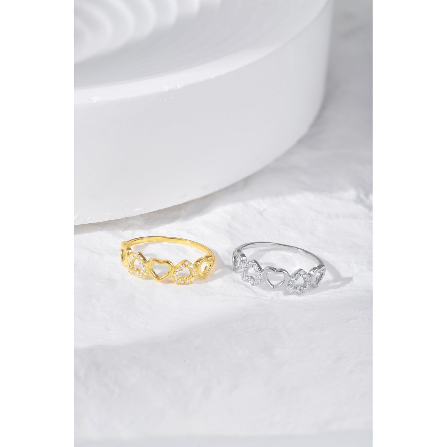 Clear CZ Hearts Ring
