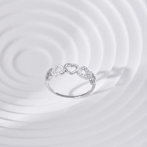 925 Sterling Silver Clear CZ Hearts Ring