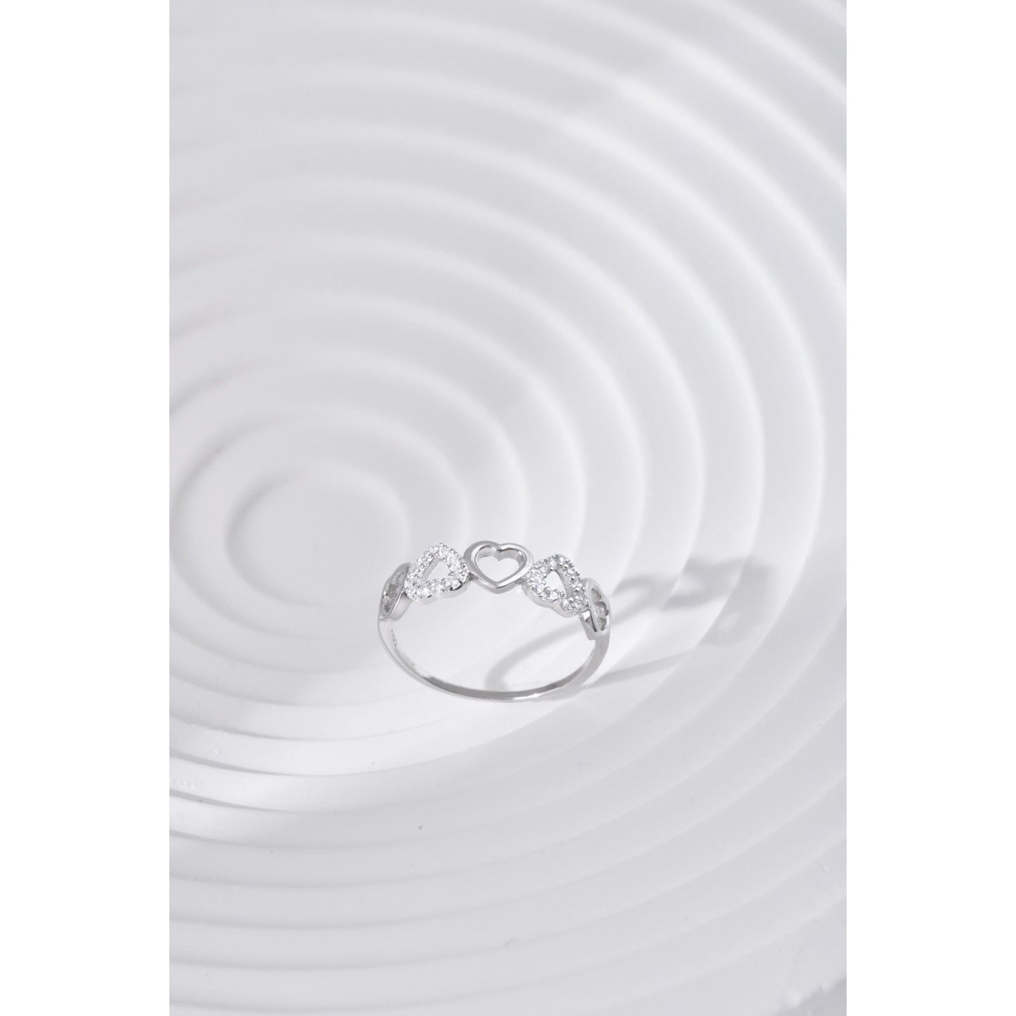 Clear CZ Hearts Ring