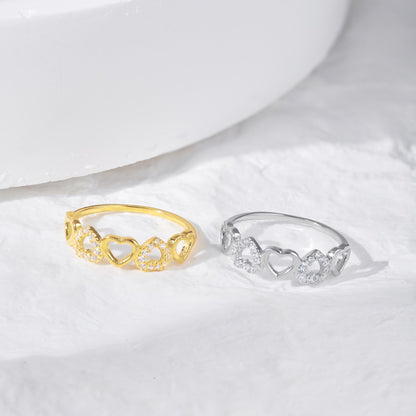 Clear CZ Hearts Ring