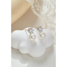 Load image into Gallery viewer, 925 Sterling Silver Clear CZ Imitation Pearl Stud Earrings