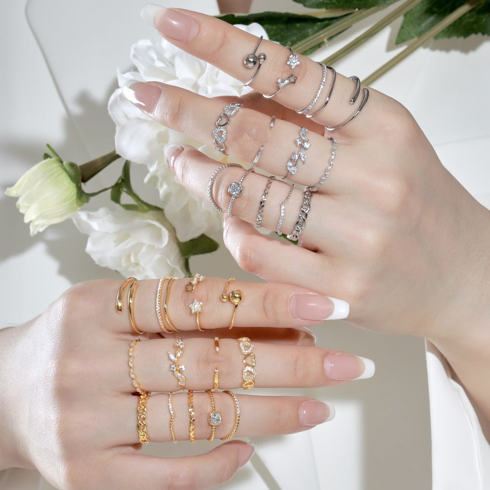 Clear CZ Hearts Ring