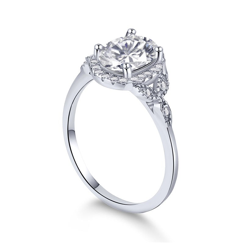 Clear CZ Halo Oval Ring
