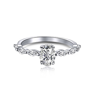 925 Sterling Silver CZ Oval Ring