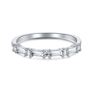 925 Sterling Silver Round and Baguette CZ Band
