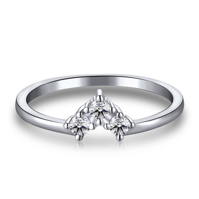 925 Sterling Silver Clear CZ Small Wishbone Band