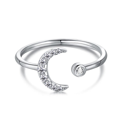 Clear CZ Moon Open Ring