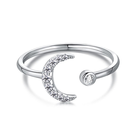 Clear CZ Moon Open Ring