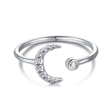 Load image into Gallery viewer, 925 Sterling Silver Clear CZ Moon Open Ring