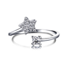 Load image into Gallery viewer, 925 Sterling Silver CZ and Star Ring