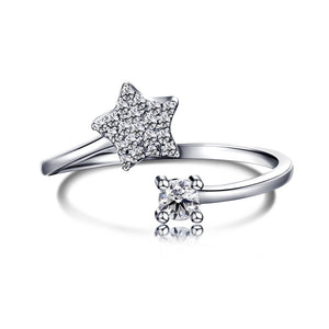 925 Sterling Silver CZ and Star Ring