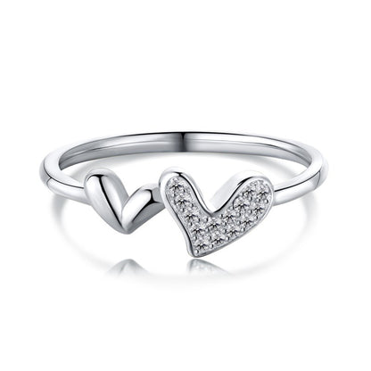 Clear CZ Twin Heart Ring