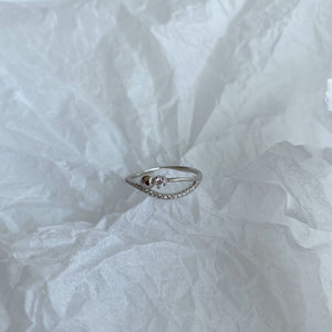 925 Sterling Silver CZ Wave Ring