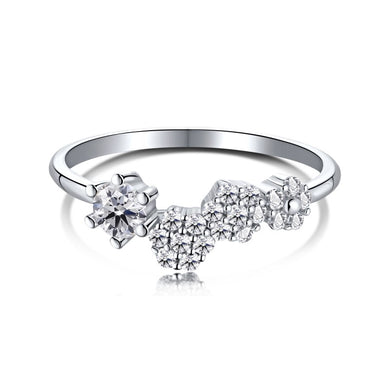 925 Sterling Silver CZ Daisy Ring