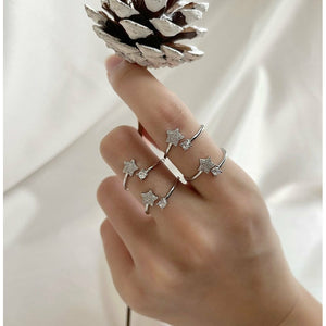 925 Sterling Silver CZ and Star Ring