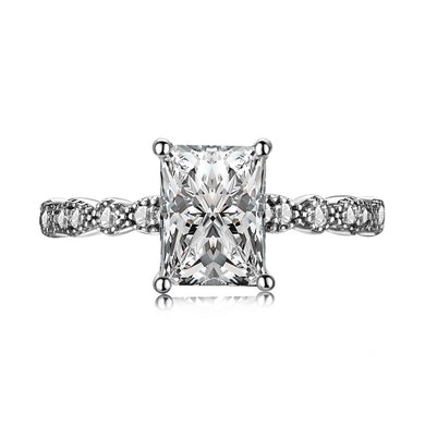 925 Sterling Silver CZ Rectangle Ring