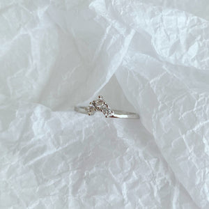 925 Sterling Silver Clear CZ Small Wishbone Band