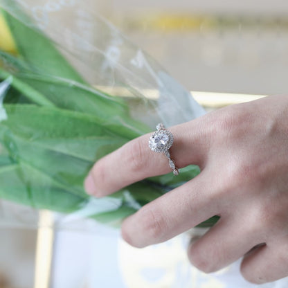 Clear CZ Oval Halo Ring