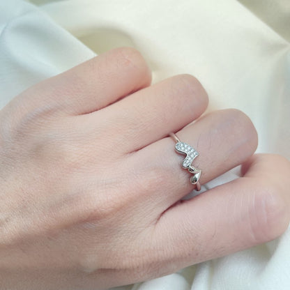 Clear CZ Twin Heart Ring