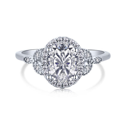 Clear CZ Halo Oval Ring