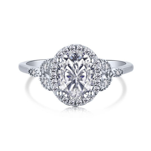 Clear CZ Halo Oval Ring