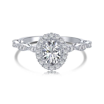 Clear CZ Oval Halo Ring