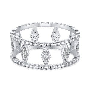 925 Sterling Silver Diamond Motive Ring