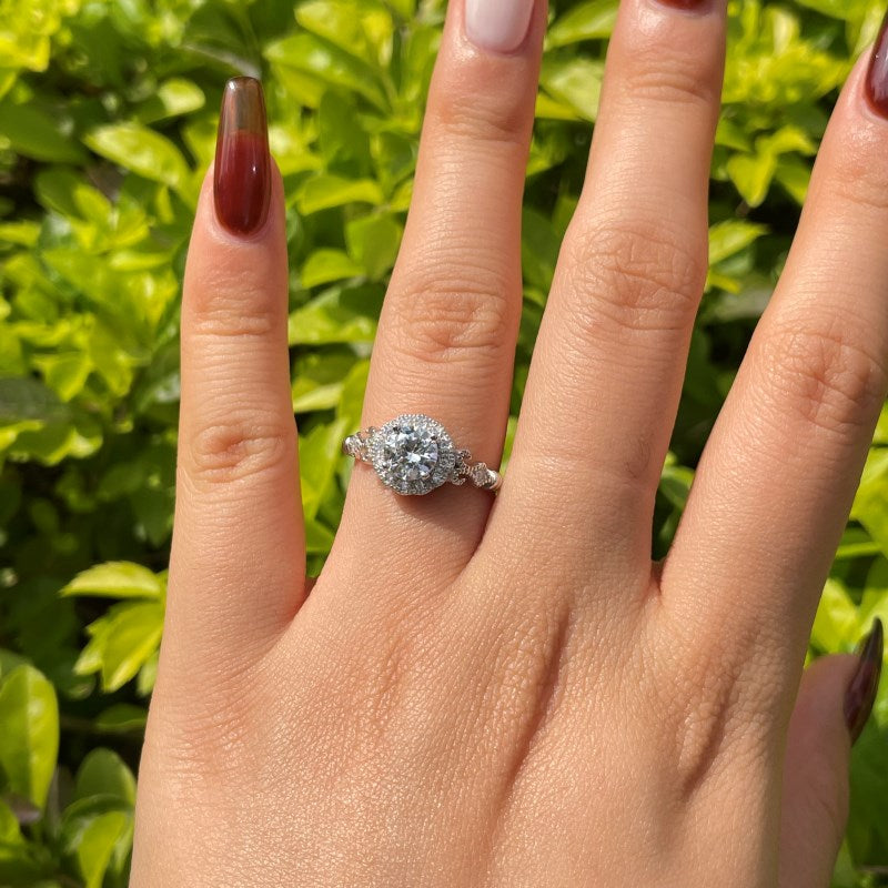 Clear CZ Halo Round Ring