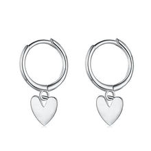 Load image into Gallery viewer, 925 Sterling Silver Heart Dangle Earrings