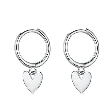 925 Sterling Silver Heart Dangle Earrings