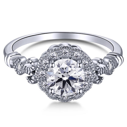 Clear CZ Halo Round Ring