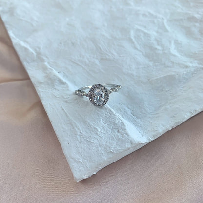 Clear CZ Oval Halo Ring