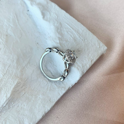 Clear CZ Oval Halo Ring