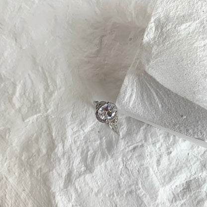 Clear CZ Halo Oval Ring