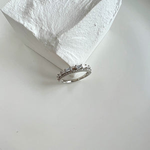 925 Sterling Silver Clear CZ Double Band Ring